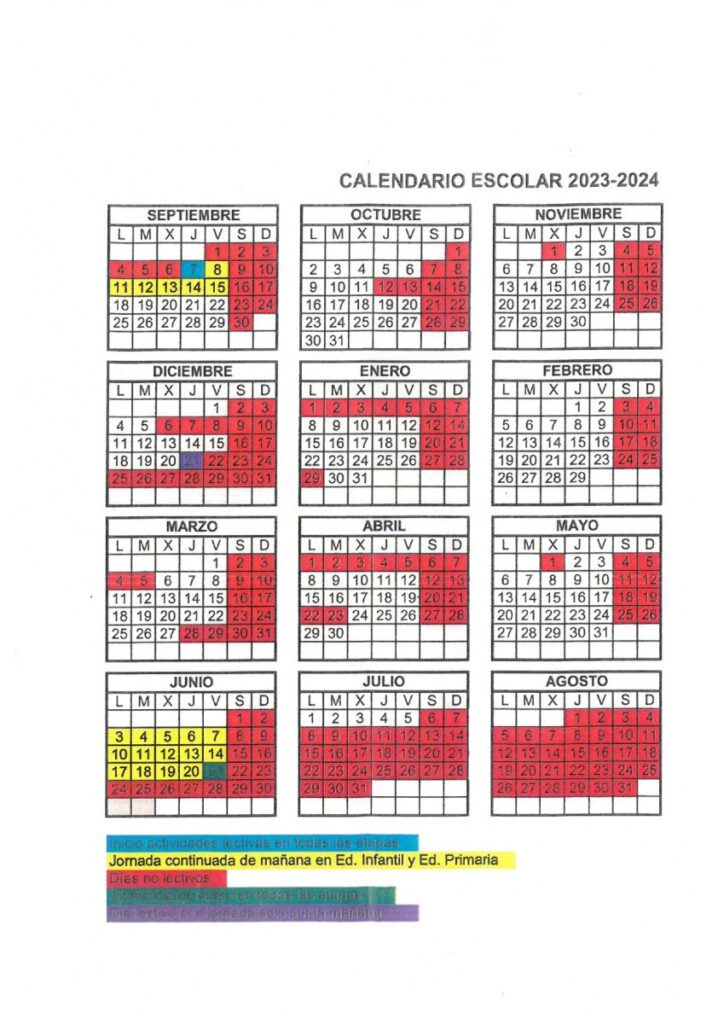 Calendario Escolar Colegio Don Bosco